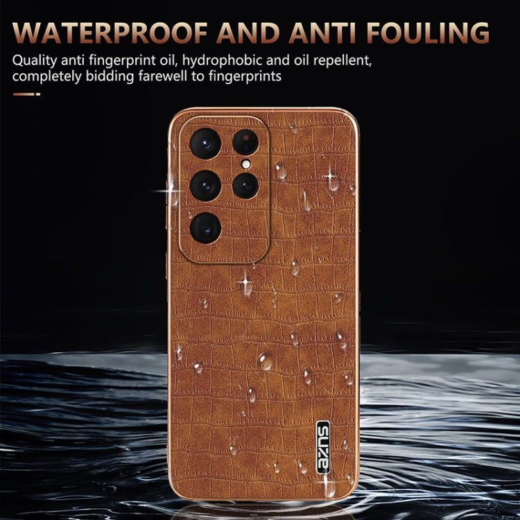For Samsung Galaxy S25 Ultra 5G AZNS Electroplated Frame Crocodile Texture Full Coverage Phone Case(Green) - free shipping - PMC Jewellery - Order now!