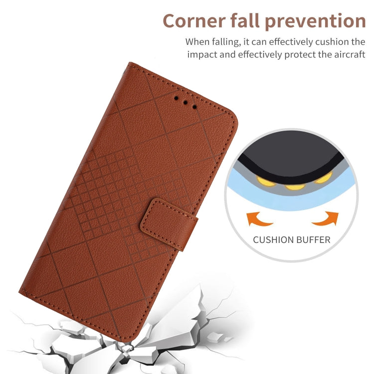 For Samsung Galaxy S25 Ultra 5G Rhombic Grid Texture Leather Phone Case(Brown) - Galaxy S25 Ultra 5G Cases by PMC Jewellery | Online Shopping South Africa | PMC Jewellery | Buy Now Pay Later Mobicred