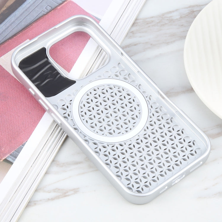 For iPhone 16 Pro Pure Color Honeycomb Aromatherapy MagSafe Phone Case(Silver) - iPhone 16 Pro Cases by PMC TechLife | Online Shopping South Africa | PMC TechLife | Buy Now Pay Later Mobicred