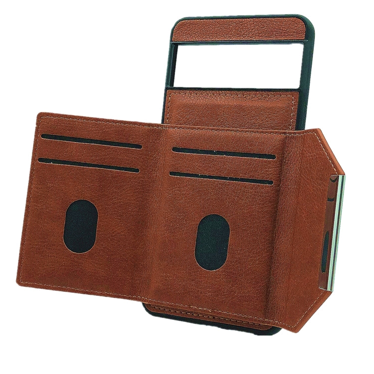 For Google Pixel 9 / 9 Pro Solid Color Metal Buckle Card Slots Bag Phone Case(Brown) - Google Cases by PMC TechLife | Online Shopping South Africa | PMC TechLife | Buy Now Pay Later Mobicred