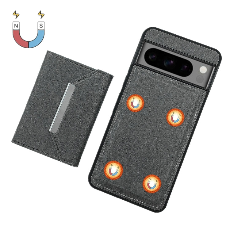 For Google Pixel 9 / 9 Pro Solid Color Metal Buckle Card Slots Bag Phone Case(Grey) - Google Cases by PMC TechLife | Online Shopping South Africa | PMC TechLife | Buy Now Pay Later Mobicred