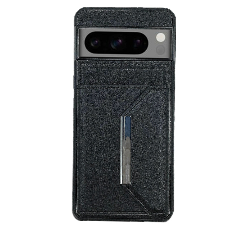 For Google Pixel 9 / 9 Pro Solid Color Metal Buckle Card Slots Bag Phone Case(Black) - Google Cases by PMC TechLife | Online Shopping South Africa | PMC TechLife | Buy Now Pay Later Mobicred