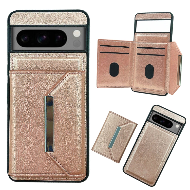 For Google Pixel 9 / 9 Pro Solid Color Metal Buckle Card Slots Bag Phone Case(Rose Gold) - free shipping - PMC TechLife - Order now!