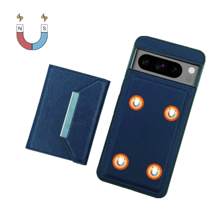 For Google Pixel 9 Pro XL Solid Color Metal Buckle Card Slots Bag Phone Case(Blue) - Google Cases by PMC TechLife | Online Shopping South Africa | PMC TechLife | Buy Now Pay Later Mobicred