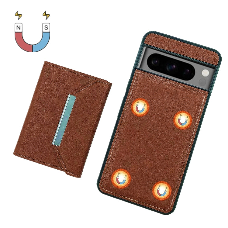 For Google Pixel 9 Pro XL Solid Color Metal Buckle Card Slots Bag Phone Case(Brown) - Google Cases by PMC TechLife | Online Shopping South Africa | PMC TechLife | Buy Now Pay Later Mobicred