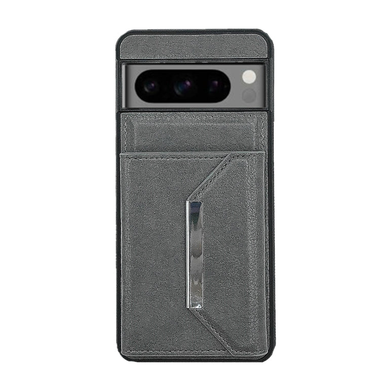 For Google Pixel 9 Pro XL Solid Color Metal Buckle Card Slots Bag Phone Case(Grey) - Google Cases by PMC TechLife | Online Shopping South Africa | PMC TechLife | Buy Now Pay Later Mobicred