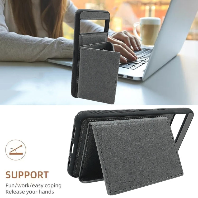 For Google Pixel 9 Pro XL Solid Color Metal Buckle Card Slots Bag Phone Case(Grey) - Google Cases by PMC TechLife | Online Shopping South Africa | PMC TechLife | Buy Now Pay Later Mobicred