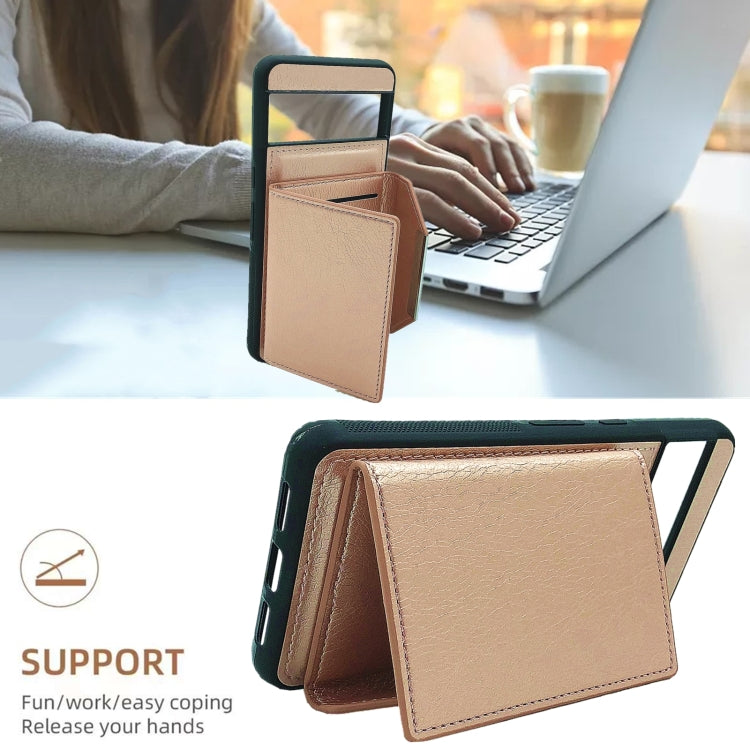 For Google Pixel 9 Pro XL Solid Color Metal Buckle Card Slots Bag Phone Case(Rose Gold) - Google Cases by PMC TechLife | Online Shopping South Africa | PMC TechLife | Buy Now Pay Later Mobicred