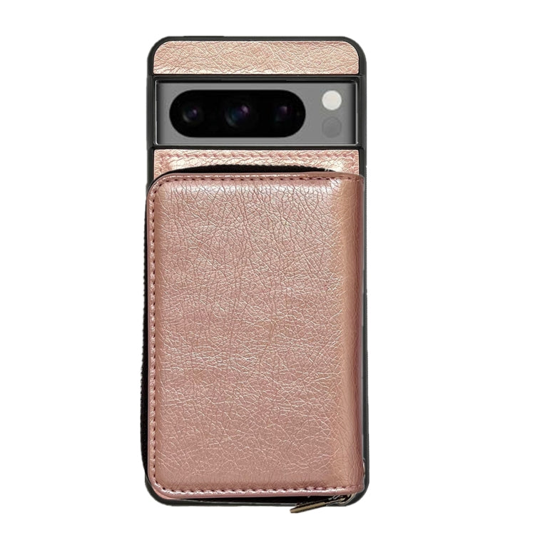 For Google Pixel 9 Pro XL Solid Color Zipper 11-Card Slots Bag Phone Case with Lanyard(Rose Gold) - Google Cases by PMC TechLife | Online Shopping South Africa | PMC TechLife | Buy Now Pay Later Mobicred