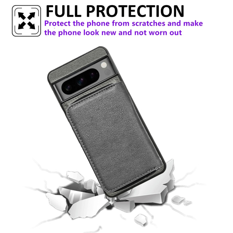 For Google Pixel 8 Pro Solid Color Zipper 11-Card Slots Bag Phone Case with Lanyard(Grey) - Google Cases by PMC TechLife | Online Shopping South Africa | PMC TechLife | Buy Now Pay Later Mobicred