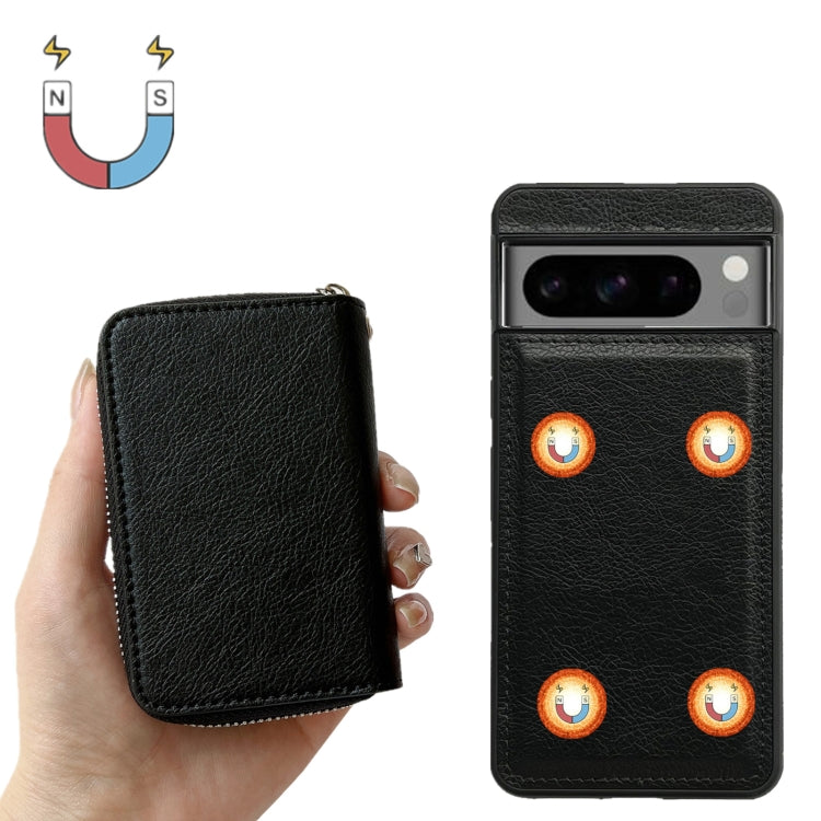 For Google Pixel 7a Solid Color Zipper 11-Card Slots Bag Phone Case with Lanyard(Black) - Google Cases by PMC TechLife | Online Shopping South Africa | PMC TechLife | Buy Now Pay Later Mobicred