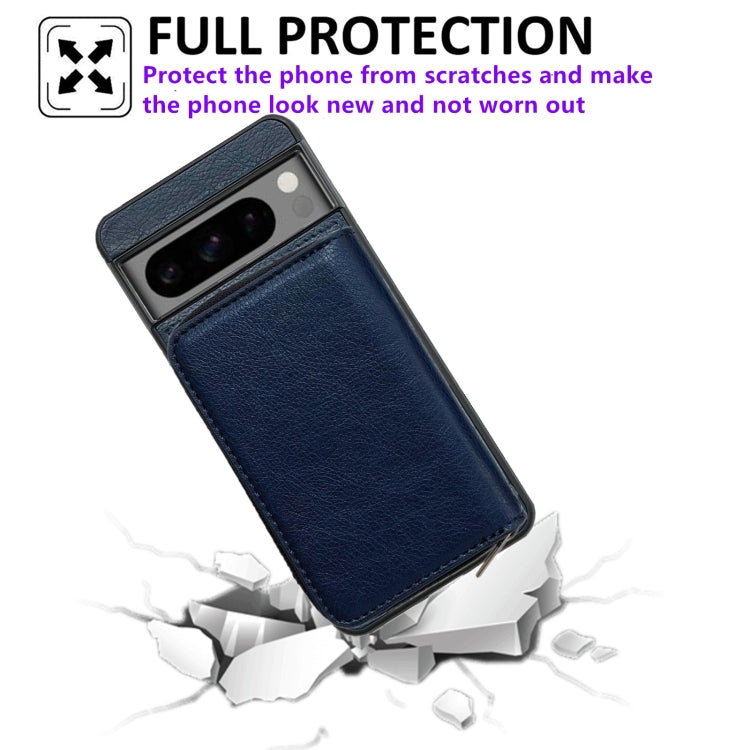 For Google Pixel 7 Pro Solid Color Zipper 11-Card Slots Bag Phone Case with Lanyard(Blue) - Google Cases by PMC TechLife | Online Shopping South Africa | PMC TechLife | Buy Now Pay Later Mobicred