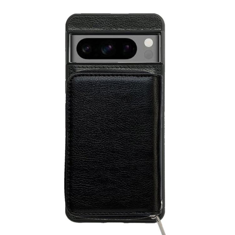 For Google Pixel 7 Solid Color Zipper 11-Card Slots Bag Phone Case with Lanyard(Black) - Google Cases by PMC TechLife | Online Shopping South Africa | PMC TechLife | Buy Now Pay Later Mobicred