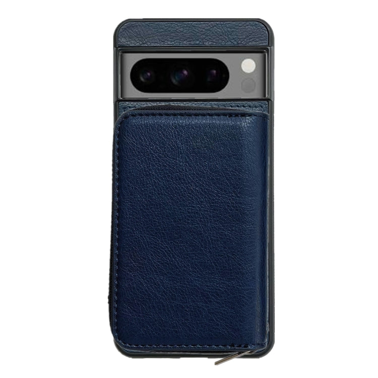 For Google Pixel 6 Pro Solid Color Zipper 11-Card Slots Bag Phone Case with Lanyard(Blue) - Google Cases by PMC TechLife | Online Shopping South Africa | PMC TechLife | Buy Now Pay Later Mobicred