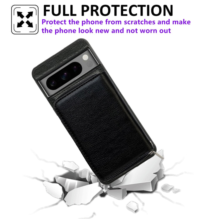 For Google Pixel 6 Pro Solid Color Zipper 11-Card Slots Bag Phone Case with Lanyard(Black) - Google Cases by PMC TechLife | Online Shopping South Africa | PMC TechLife | Buy Now Pay Later Mobicred