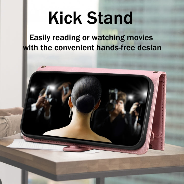 For Samsung Galaxy S24 FE 5G ESEBLE Retro Frosted RFID Flip Leather Phone Case(Rose Gold) - free shipping - PMC Jewellery - Order now!