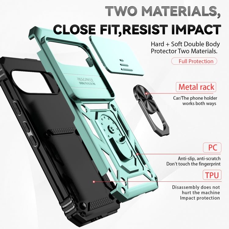 For Google Pixel 9 Sliding Camshield Holder Phone Case(Green) - Google Cases by PMC TechLife | Online Shopping South Africa | PMC TechLife | Buy Now Pay Later Mobicred