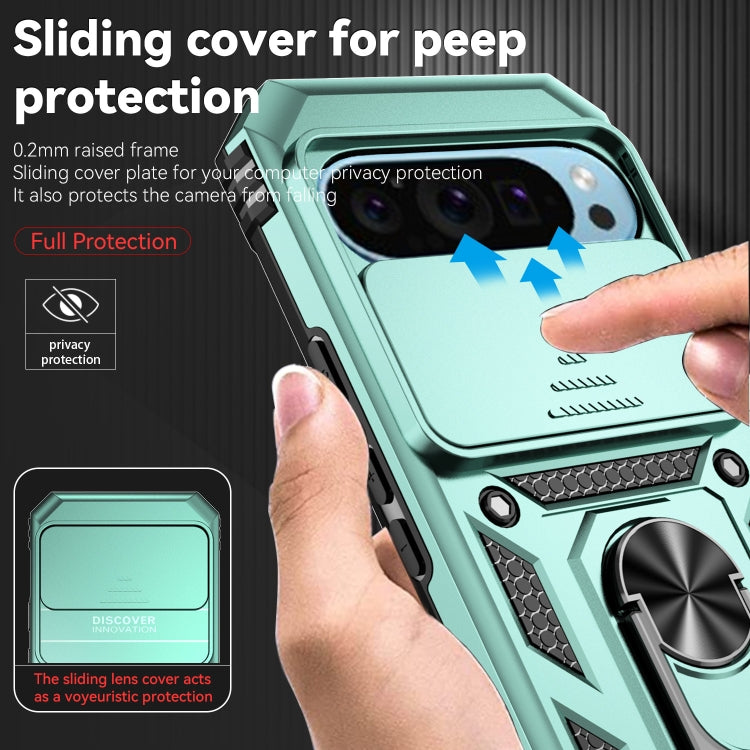 For Google Pixel 9 Sliding Camshield Holder Phone Case(Green) - Google Cases by PMC TechLife | Online Shopping South Africa | PMC TechLife | Buy Now Pay Later Mobicred