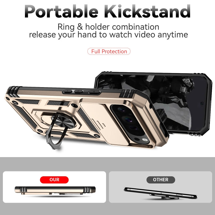 For Google Pixel 9 Pro Sliding Camshield Holder Phone Case(Gold) - Google Cases by PMC TechLife | Online Shopping South Africa | PMC TechLife | Buy Now Pay Later Mobicred