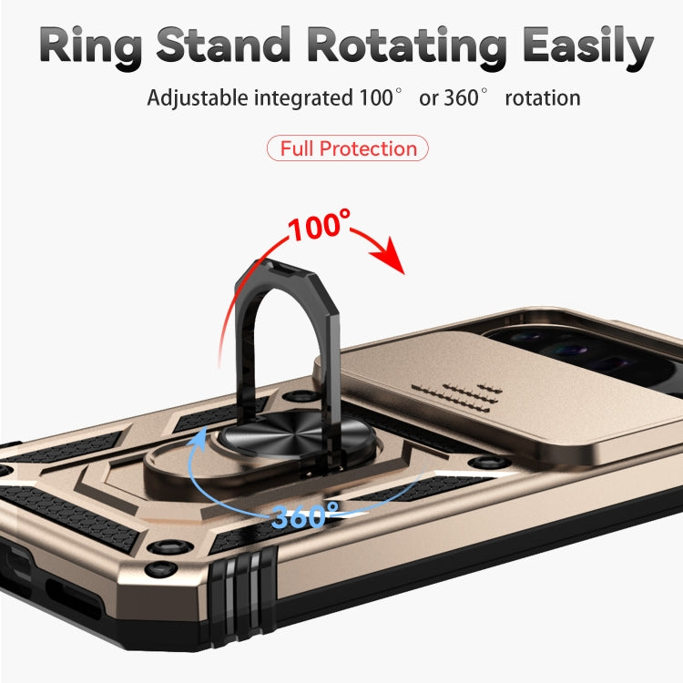 For Google Pixel 9 Pro Sliding Camshield Holder Phone Case(Gold) - Google Cases by PMC TechLife | Online Shopping South Africa | PMC TechLife | Buy Now Pay Later Mobicred