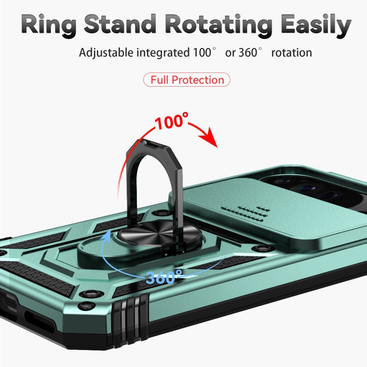 For Google Pixel 9 Pro Sliding Camshield Holder Phone Case(Green) - Google Cases by PMC TechLife | Online Shopping South Africa | PMC TechLife | Buy Now Pay Later Mobicred