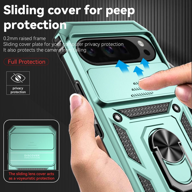 For Google Pixel 9 Pro Sliding Camshield Holder Phone Case(Green) - Google Cases by PMC TechLife | Online Shopping South Africa | PMC TechLife | Buy Now Pay Later Mobicred