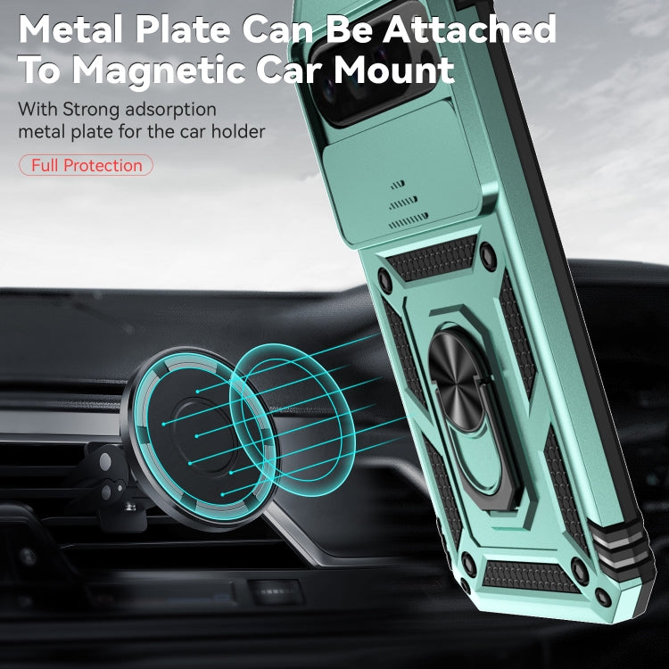 For Google Pixel 9 Pro Sliding Camshield Holder Phone Case(Green) - Google Cases by PMC TechLife | Online Shopping South Africa | PMC TechLife | Buy Now Pay Later Mobicred