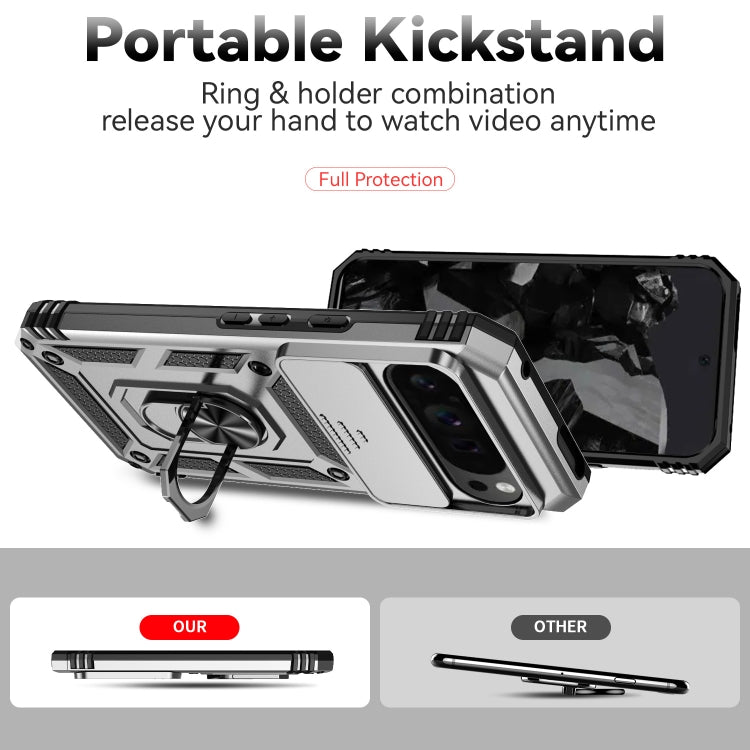 For Google Pixel 9 Pro Sliding Camshield Holder Phone Case(Silver) - Google Cases by PMC TechLife | Online Shopping South Africa | PMC TechLife | Buy Now Pay Later Mobicred