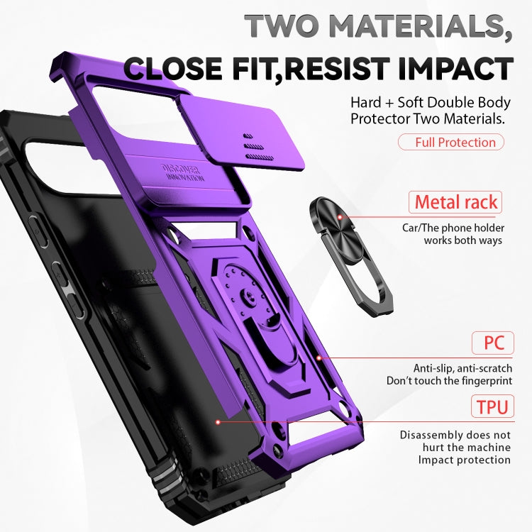 For Google Pixel 9 Pro Sliding Camshield Holder Phone Case(Purple) - Google Cases by PMC TechLife | Online Shopping South Africa | PMC TechLife | Buy Now Pay Later Mobicred