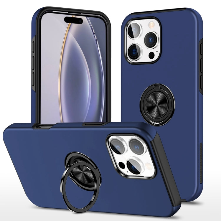 For iPhone 16 Pro Max Magnetic Ring Holder Phone Case(Navy Blue) - iPhone 16 Pro Max Cases by PMC TechLife | Online Shopping South Africa | PMC TechLife | Buy Now Pay Later Mobicred