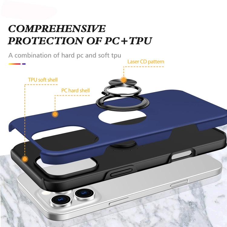 For iPhone 16 Pro Max Magnetic Ring Holder Phone Case(Navy Blue) - iPhone 16 Pro Max Cases by PMC TechLife | Online Shopping South Africa | PMC TechLife | Buy Now Pay Later Mobicred
