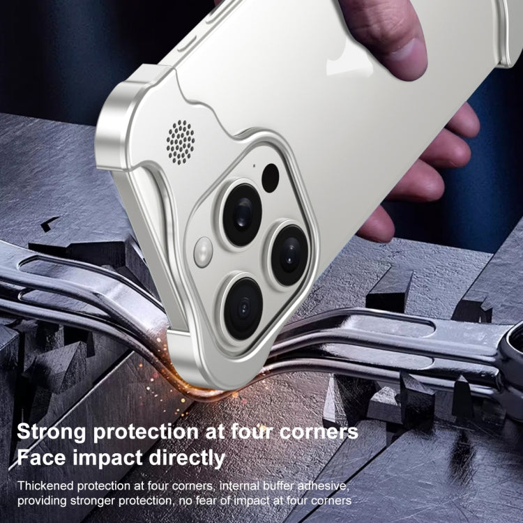 For iPhone 14 Pro Max Aromatherapy Alloy Frameless Phone Case(Silver) - free shipping - PMC Jewellery - Order now!