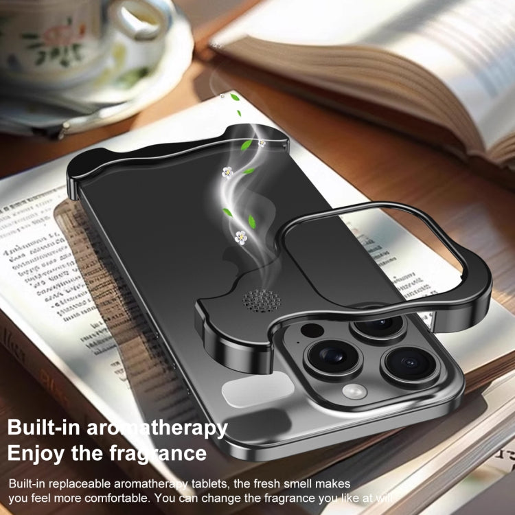 For iPhone 14 Pro Max Aromatherapy Alloy Frameless Phone Case(Silver) - free shipping - PMC Jewellery - Order now!