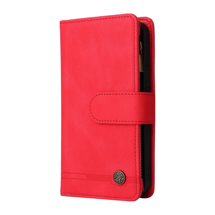 For iPhone 16 Pro Max Skin Feel Multi-Card Wallet Zipper Leather Phone Case(Red) - free shipping - PMC TechLife - Order now!