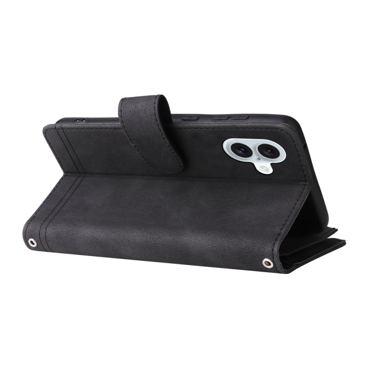 For iPhone 16 Plus Skin Feel Multi-Card Wallet Zipper Leather Phone Case(Black) - iPhone 16 Plus Cases by PMC TechLife | Online Shopping South Africa | PMC TechLife | Buy Now Pay Later Mobicred