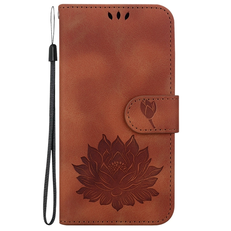 For Motorola Edge 2024 Lotus Embossed Leather Phone Case(Brown) - Motorola Cases by PMC Jewellery | Online Shopping South Africa | PMC Jewellery | Buy Now Pay Later Mobicred