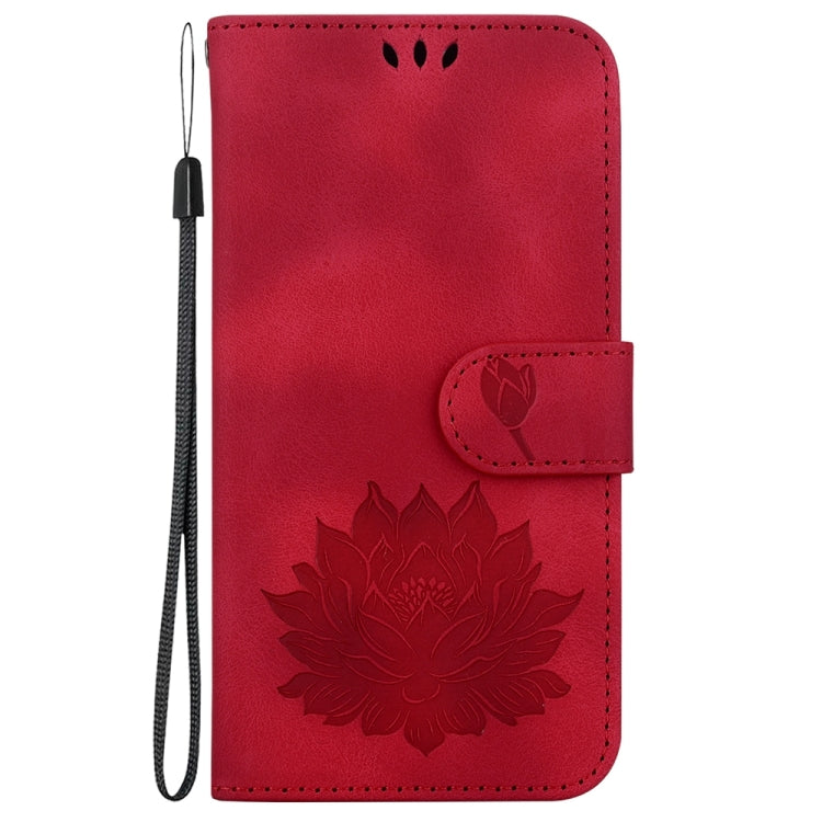 For Motorola Edge 2024 Lotus Embossed Leather Phone Case(Red) - Motorola Cases by PMC Jewellery | Online Shopping South Africa | PMC Jewellery | Buy Now Pay Later Mobicred