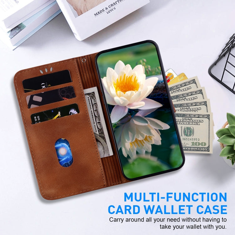 For iPhone 16e Lotus Embossed Leather Phone Case(Brown) - iPhone 16e Cases by PMC TechLife | Online Shopping South Africa | PMC TechLife | Buy Now Pay Later Mobicred