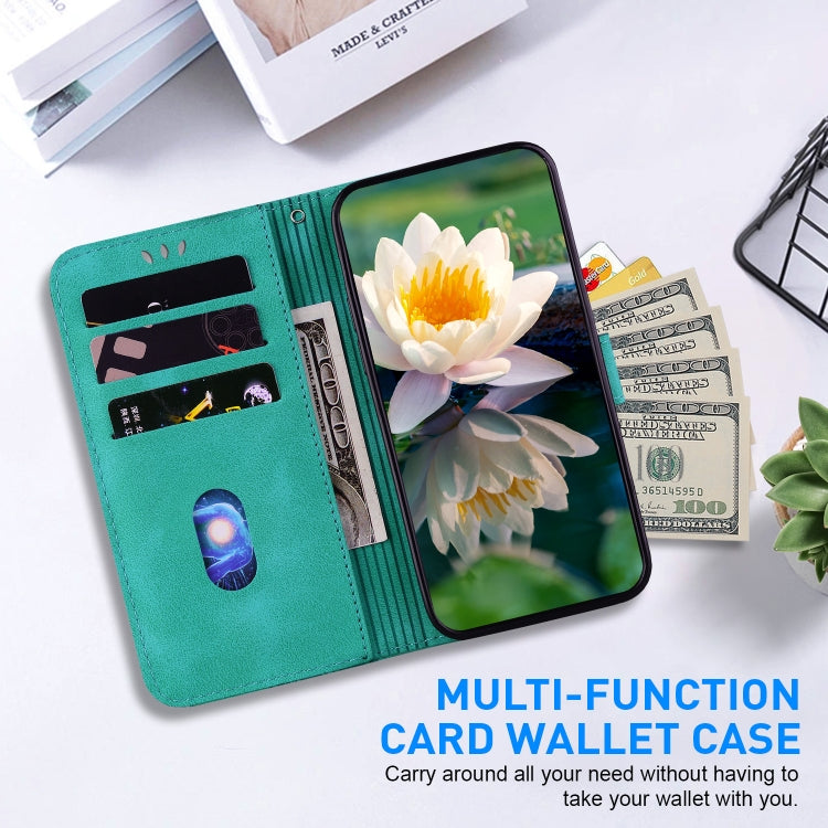 For iPhone 16e Lotus Embossed Leather Phone Case(Green) - iPhone 16e Cases by PMC TechLife | Online Shopping South Africa | PMC TechLife | Buy Now Pay Later Mobicred