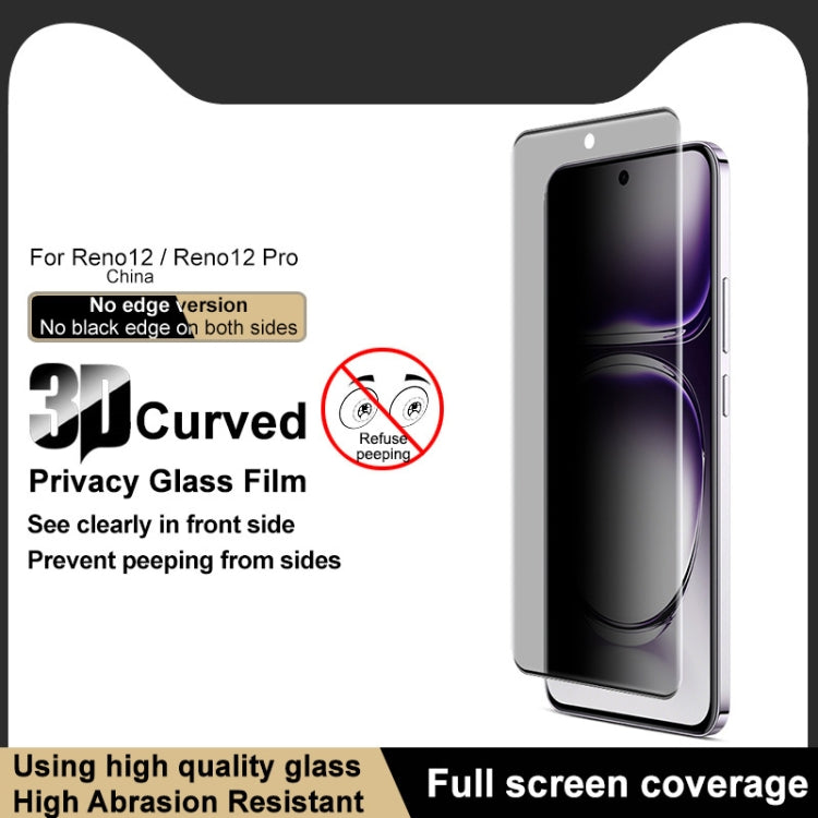 For OPPO Reno12 Pro Global imak No Edge Version 3D Curved Privacy Full Screen Tempered Glass Film - OPPO Tempered Glass by imak | Online Shopping South Africa | PMC Jewellery | Buy Now Pay Later Mobicred