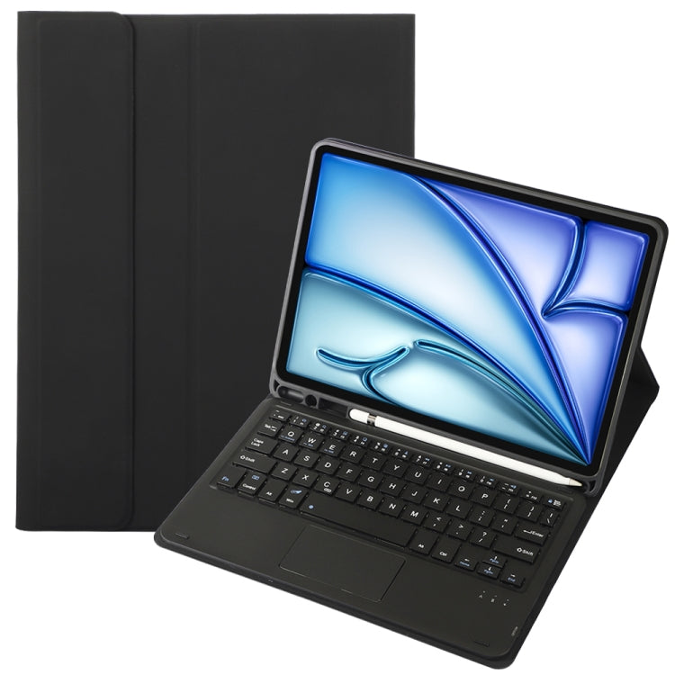 For iPad Air 11 2024 / Air 5 10.9 A098B-A Detachable Ultra-Thin Bluetooth Touch Keyboard Leather Tablet Case with Pen Slot(Black) - For iPad Air by PMC TechLife | Online Shopping South Africa | PMC TechLife | Buy Now Pay Later Mobicred