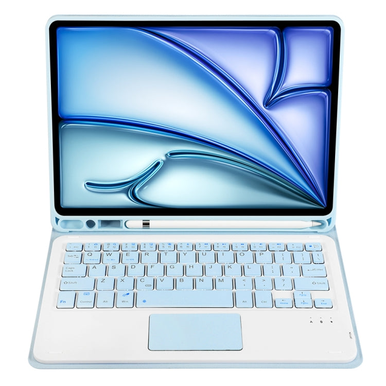For iPad Air 11 2025 / 2024 / Air 5 10.9 / Air 4 A098B-A Detachable Ultra-Thin Bluetooth Touch Keyboard Leather Tablet Case with Pen Slot(Light Blue) - For iPad Air by PMC Jewellery | Online Shopping South Africa | PMC Jewellery | Buy Now Pay Later Mobicred