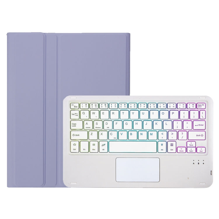 For iPad Air 11 2025 / 2024 / Air 5 10.9 / Air 4 A098B-AS Detachable Ultra-Thin Backlit Bluetooth Touch Keyboard Leather Tablet Case with Pen Slot(Purple) - For iPad Air by PMC Jewellery | Online Shopping South Africa | PMC Jewellery | Buy Now Pay Later Mobicred