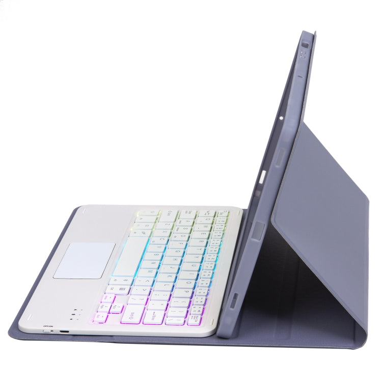 For iPad Air 11 2025 / 2024 / Air 5 10.9 / Air 4 A098B-AS Detachable Ultra-Thin Backlit Bluetooth Touch Keyboard Leather Tablet Case with Pen Slot(Purple) - For iPad Air by PMC Jewellery | Online Shopping South Africa | PMC Jewellery | Buy Now Pay Later Mobicred
