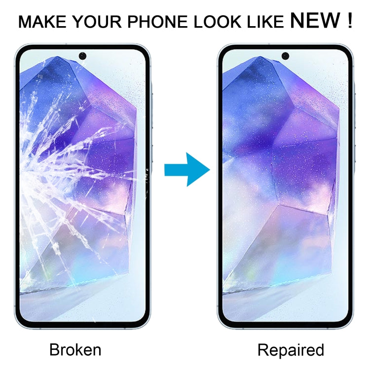For Samsung Galaxy A55 SM-A556B 10pcs Front Screen Outer Glass Lens with OCA Optically Clear Adhesive - free shipping - PMc TechLife - Order now!