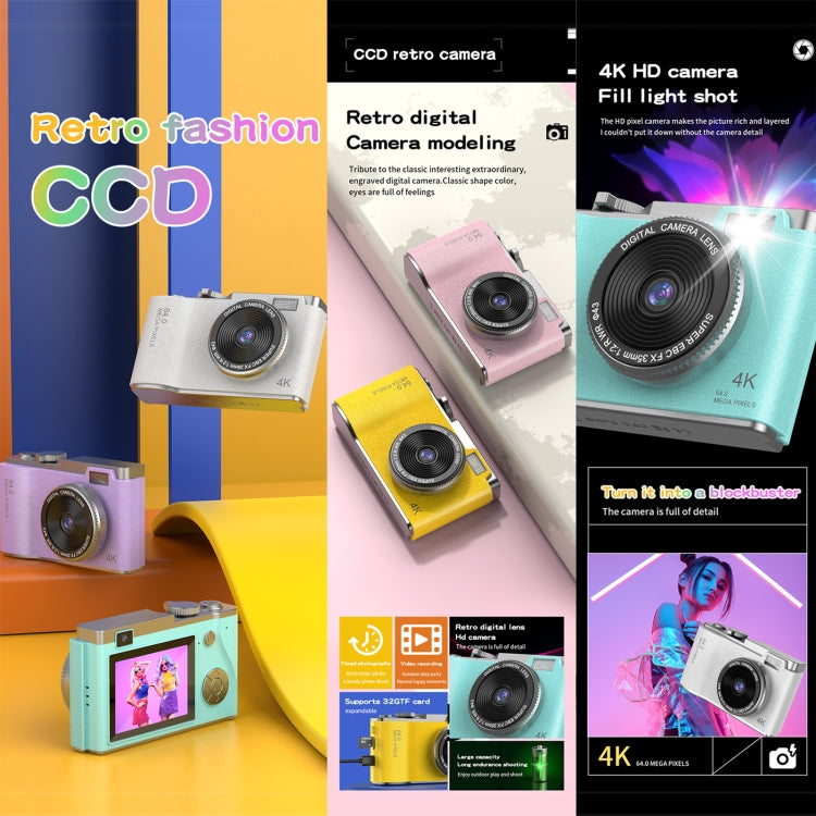 LK003 2.4 inch Dual-lens 4K HD CCD Camera Retro Kids Camera(Pink) - free shipping - PMC Jewellery - Order now!