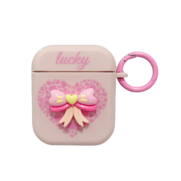 For AirPods 2 / 1 3D Love Bowknot Bluetooth Earphone Protective Case(Pink) - For AirPods 1/2 by PMC Jewellery | Online Shopping South Africa | PMC Jewellery | Buy Now Pay Later Mobicred
