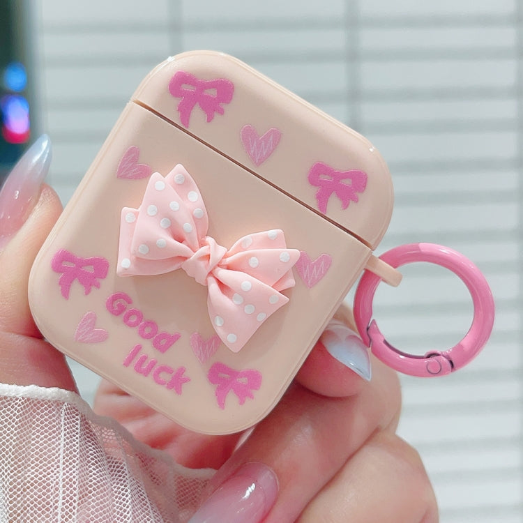 For AirPods 2 / 1 3D Dot Bowknot Bluetooth Earphone Protective Case(Pink) - free shipping - PMC Jewellery - Order now!