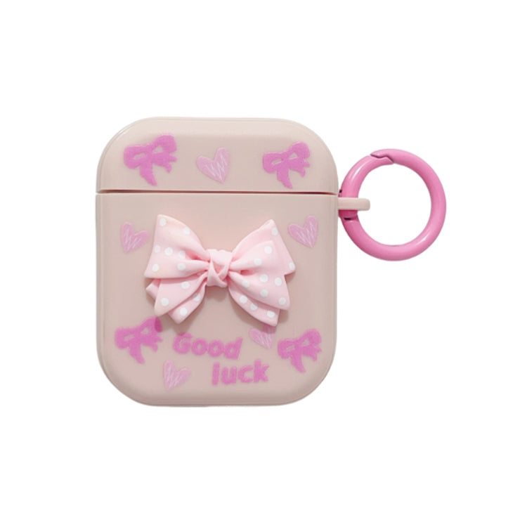 For AirPods 2 / 1 3D Dot Bowknot Bluetooth Earphone Protective Case(Pink) - free shipping - PMC Jewellery - Order now!
