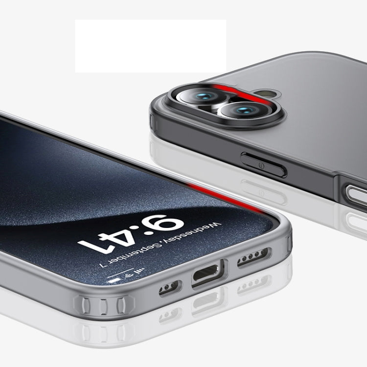 For iPhone 16 Plus Armor Clear TPU Hard PC Phone Case(Matte Black) - free shipping - PMC TechLife - Order now!